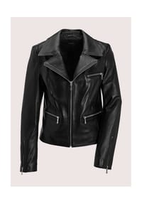 MADELEINE - Langarmjacke aus feinstem Lammnappa - schwarz