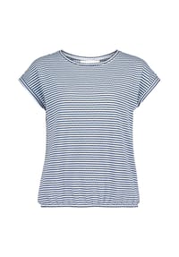 BETTY & CO - Casual-Shirt mit Gummizug - Dunkelblau/Weiß