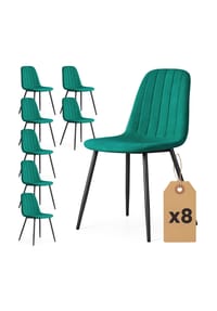 Akord - Lumo Gesteppte Esszimmerstühle aus Samt, 8er-Set - beige