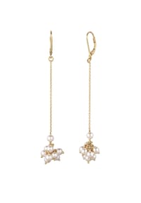 elli. - Ohrringe Ohrhänger Lang Mit Perlen Von Swarovski® Weiß 925 Sterling Silber Vergoldet - Gold