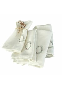 LOBERON - Serviette 4er Set Torge weiß - weiß