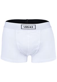 VERSACE - Herren Boxershorts - CANETE, Short Trunks, Stretch Cotton, Logo, einfarbig - Schwarz