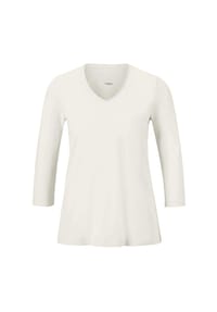 GOLDNER - Kurzgröße:  Shirt mit V-Ausschnitt - cremeweiß
