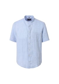 CASAMODA - Herren Leinenhemd Kurzarm uni Casual Fit - Blau
