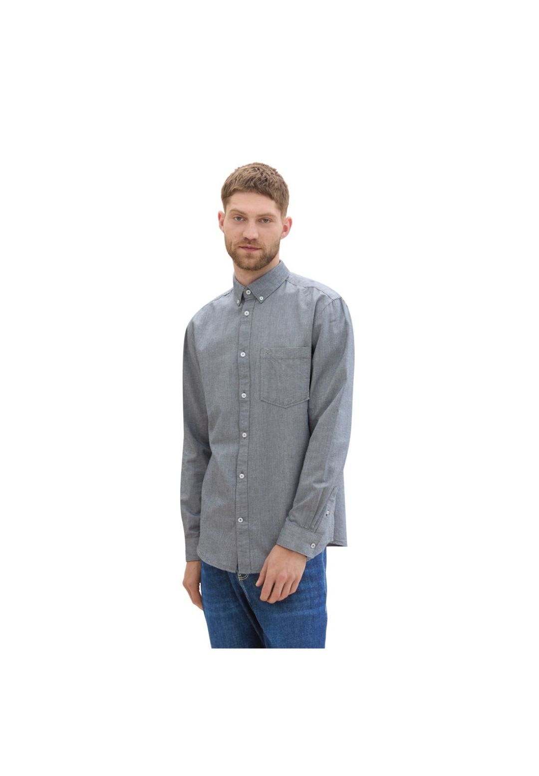 Tom Tailor Freizeithemd, Regular Fit, Langarm, Button-Down-Kragen, FüR Herren, Grau, 3XL