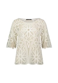BETTY BARCLAY - Lochstrick-Pullover mit U-Boot-Ausschnitt - Rohweiß