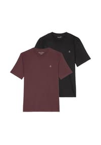 Marc O'Polo - Herren T-Shirt, 2er Pack - Small-Logo, Regular Fit, Baumwolle, uni - Blau/Weiß
