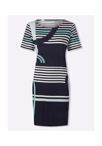 heine - Druck-Kleid - marine-hellblau-bedruckt