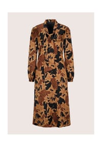 MADELEINE - Schluppenkleid mit Blütenprint - macchiato / dunkelblau / cognac
