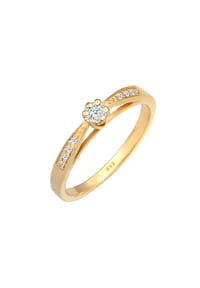 elli. DIAMONDS - Ring Verlobung Diamant (0.085 Ct.) Blume 585 Gelbgold - Gold
