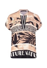 BETTY BARCLAY - Longbluse mit Stehkragen - Beige/Schwarz