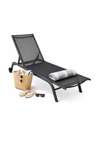 VCM. Sonnenliege rollbar | Maße ca. L. 192 x H. 32 x B. 58 cm | Liegestuhl mit verstellbarer Rückenlehne | Strandliege - Sonlas 192x58 - VCM Sonlas - Blau