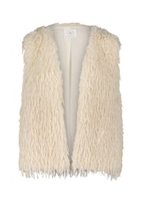 BETTY & CO - Kunstfell-Weste mit Fransen - 1032 WHITE SAND
