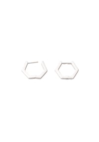 fejn - Ohrringe Hexagon Huggie nachhaltiger Echtschmuck - gold