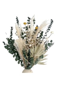 LYKKE & YOU - Nature - Trockenblumenstrauß in Harmonie I grün-weiß - Beige