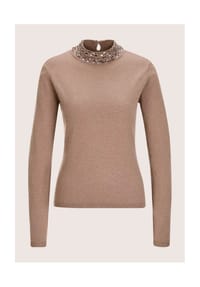 MADELEINE - Eleganter Wollpullover mit Stehkragen - bleigrau / melange