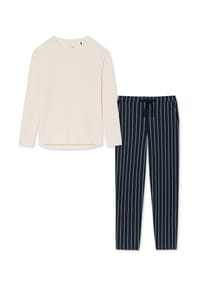 SCHIESSER - Schlafanzug Organic Cotton - Blau gepunktet / Creme