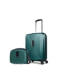 REDOLZ Essentials 14 - Essentials 14 Kofferset 2 tlg. Kabinentrolley mit Dehnfalte & Beautycase - black metallic