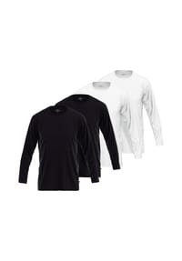 GÖTZBURG - Herren Langarmshirt, 4er Pack - Baumwolle, Longsleeve, einfarbig - Schwarz
