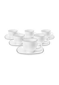 Seltmann Weiden Kaffeetassen mit Untertassen Lido Black Line 220 ml 6er Set weiß - LIDO BLACK LINE - weiß