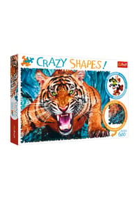 Trefl - Puzzle Crazy Shapes Tiger, Raubkatze, 600 Teile, 68.3 x 48 cm - 