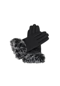 kazar - Lederhandschuhe mit Kunstfellbesatz - Schwarz