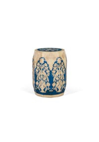 GINER & COLOMER - Hocker aus Mangoholz, 37 cm, ethnischer Handwerksstil - 50 x 37 x 37 cm - Braun