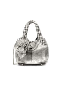 Kazar - Glänzende Handtasche mit Zirkonen und 3D-Blumen - Silber