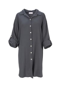 Seasons of April - Bluse Oversized Musselinbluse Jessy Damen Musselin Hemdbluse mit Knopfverschluss, 100% Baumwolle - Anthrazit