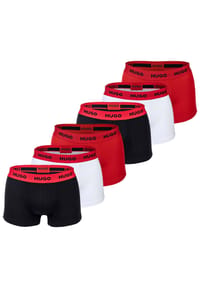 HUGO - Herren Boxer Shorts, 6er Pack - Trunks Six Pack, Logo, Cotton Stretch - Blau