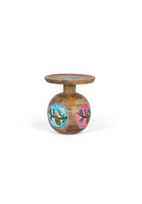 GINER & COLOMER - Beistelltische aus Mangoholz, 42 cm, Ethno-Boho-Stil - 47 x 42 x 42 cm - 