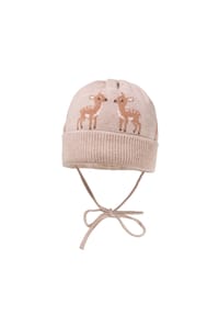 maximo® - BABY GIRL-Umschlagmütze, Reh Bindeband - buchemeliert