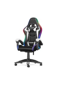 Rattantree - Gamingstuhl Racing Stil mit RGB-LED, verstellbar, mit Kopf- & Lendenstütze, Schwarz und Weiß - blau