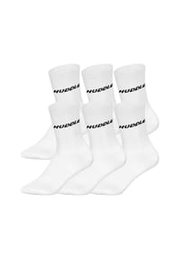 HUDDLE® - Unisex Socken, 6er Pack - Basic, Logo, Crew, Sportsocken, einfarbig - Schwarz