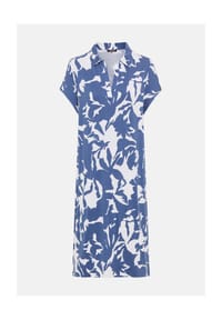 olsen - Jerseykleid mit Allover-Dessin und Polokragen - Indigo