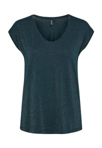 PIECES - T-Shirt, V-Ausschnitt, Glitzer-Details, für Damen - LIGHT GREY