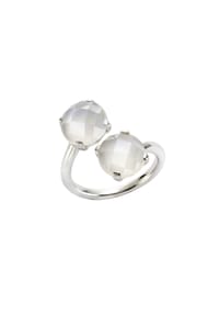 jamelli - Ring 925/- Sterling Silber 2 Mondstein - weiß