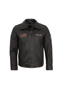 MADDOX - Herren Lederjacke Lammnappa Lammfellkragen schwarz - schwarz antik