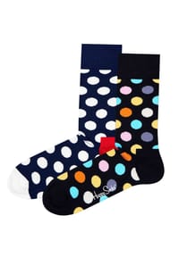 HAPPY SOCKS - Unisex Socken, 2er Pack - Classic Crew, Organic Cotton, Farbmix - Big Dot