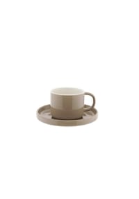 mulex® - 12-teiliges Mokkatassen Set aus hochwertigem Porzellan, 90 ml - Taupe - Taupe 11 x 7 cm