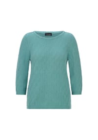 GOLDNER - Halbarm Baumwollpullover mit Struktur - beere