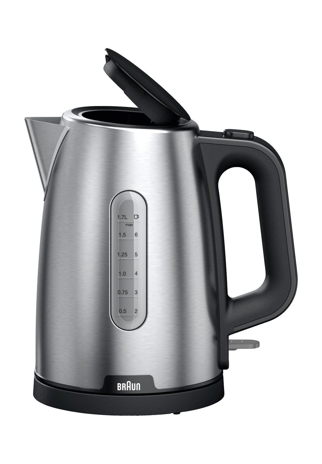 BRAUN PurShine Wasserkocher WK 1500, 1,7 Liter Edelstahl-Wasserkocher mit 2200 W Schnellkochsystem, Silber Schwarz - Bild 13