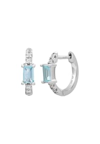 caї - Damen Creolen, 925er Silber mit Aquamarin - SILBER
