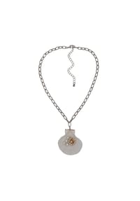 Steuer Modeschmuck - Anhänger mit Kette Metall 11 Glasstein - silber