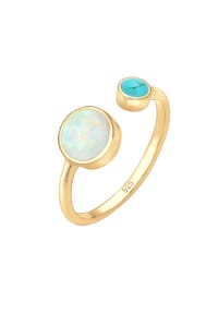 elli. - Ring Geo Opal Howlith Boho Offen Verstellbar 925 Silber - Silber