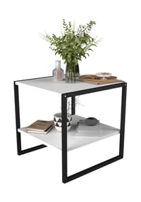 VCM. - Holz Beistelltisch | Couchtisch im schlichten Industriestyle | Maße ca. H. 50 x B. 50 x T. 50 cm | Wohnzimmertisch | Kaffeetisch - Insasi M - Weiß