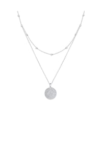 elli. - Halskette Münze Plättchen 925 Silber, Mit Kristallen Von Swarovski® - Gold