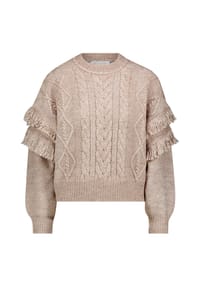 BETTY & CO - Strickpullover mit Fransen - Taupe Melange