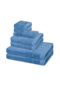 ROSS® 2 X Wasch- 2 X Gäste- 2 X Dusch- 2 X Handtuch im Set Rubin - Rubin - Aquamarin