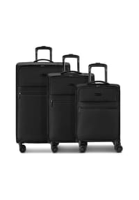 bugatti Valencia Soft - Valencia Soft 4 Rollen Kofferset 3-teilig mit Dehnfalte - black